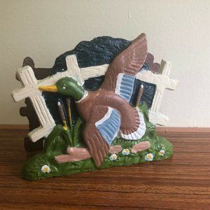Vintage Duck Geese Letter Holder Napkin Holder Cast Iron Metal